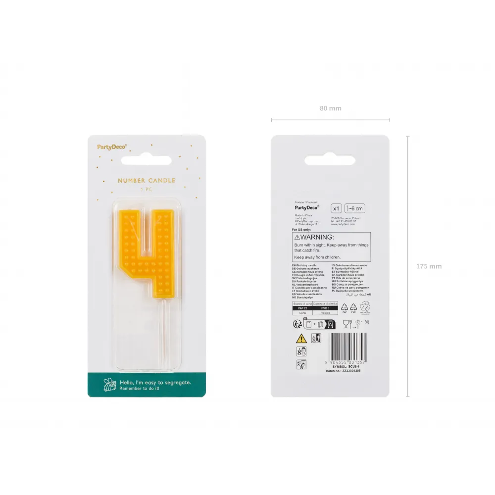Lumanare Tort Cifra 4 Lego Brick 6 cm