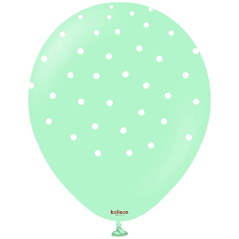 SET 25 Baloane Latex 30cm Macaron asortat cu buline albe
