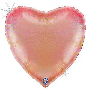 Balon Folie Inima Rose Gold Holografica 46 cm Grabo