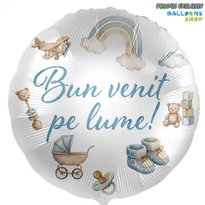 Balon Folie Bun venit pe lume! Baietel 43cm