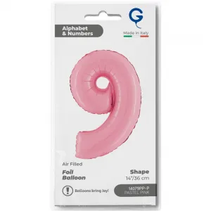 Balon Folie Cifra 9 Pastel Pink 36cm