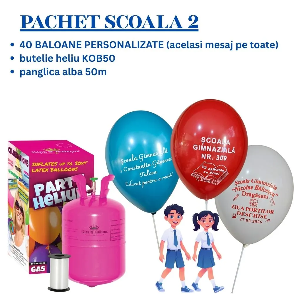 Pachet baloane personalizate SCOALA + butelie 202540