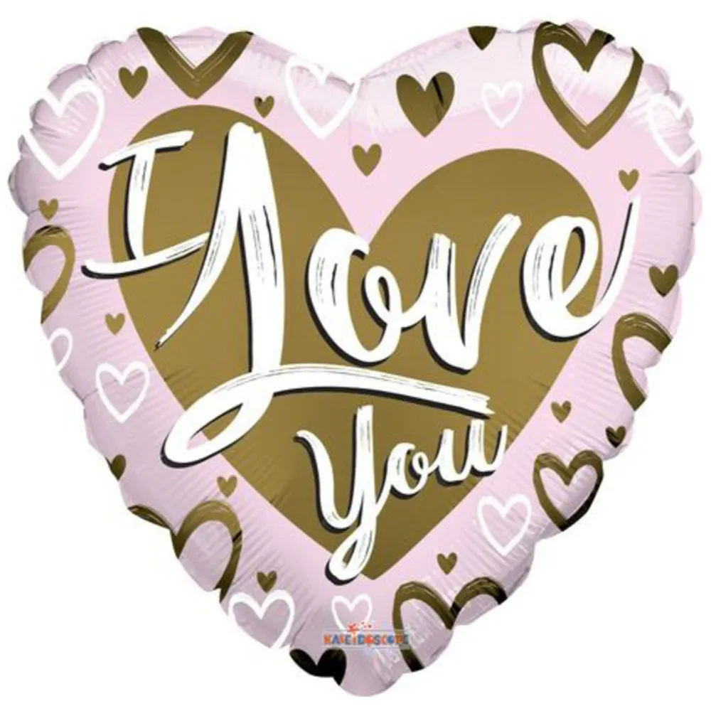 Balon Folie Inima ILY Roz Deschis-Gold 90cm 16226-34