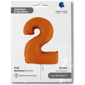 Balon Folie CIFRA 2 Portocaliu 102 cm Grabo