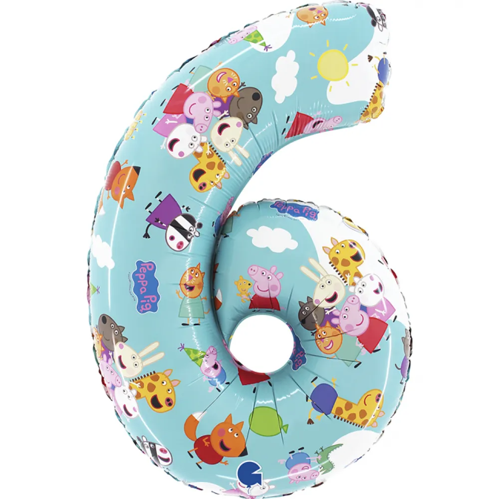 Balon Folie Cifra 6 Peppa Pig 66cm