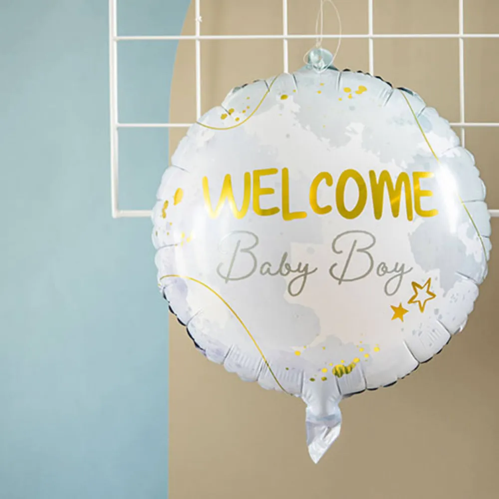 Balon Folie Welcome Baby Boy Auriu 45cm