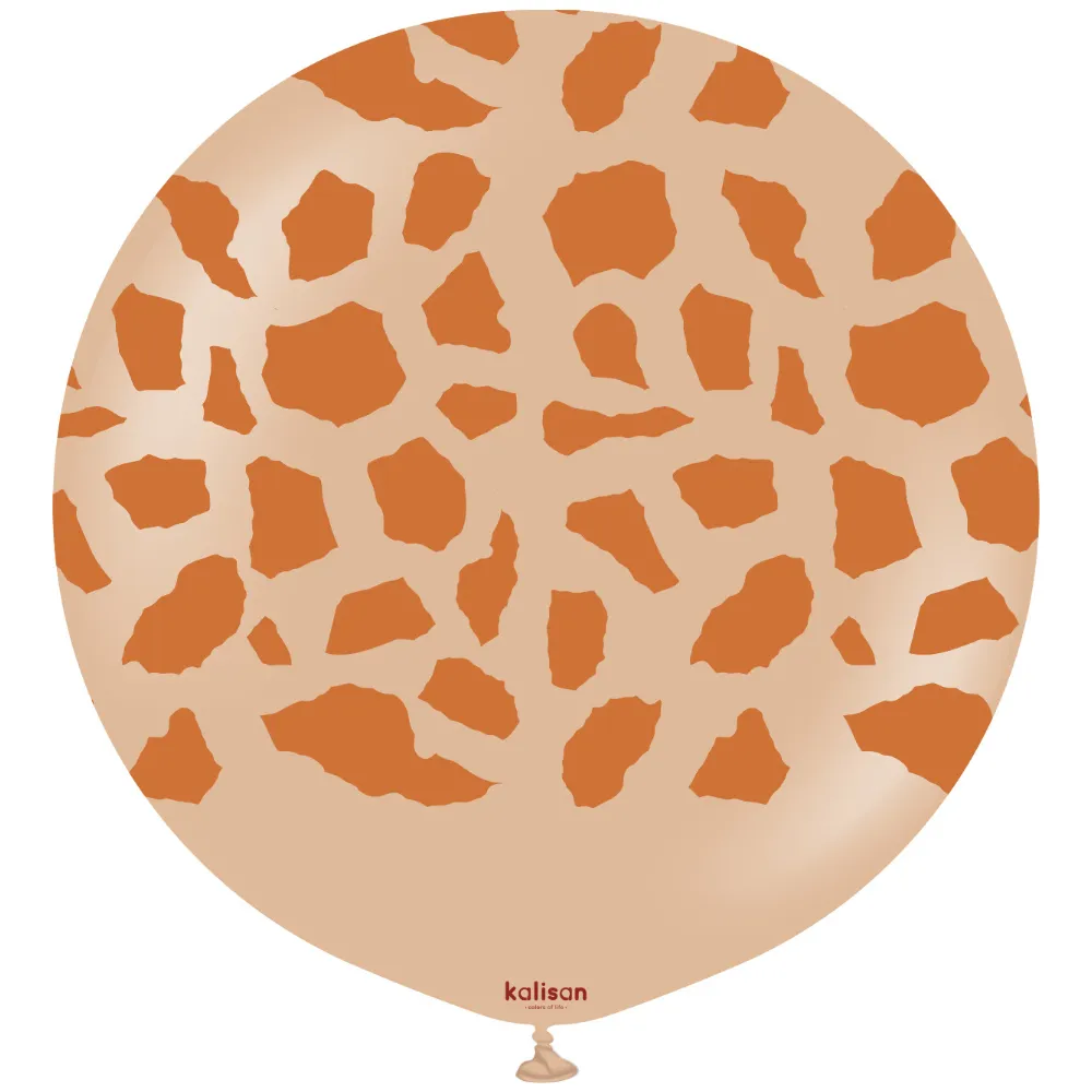 Balon latex jumbo 60cm Safari Giraffe - Desert Sand Print - Caramel