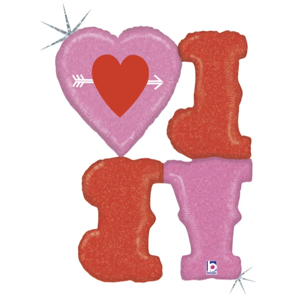 Balon Folie Figurina LOVE Holografic 117 cm Grabo
