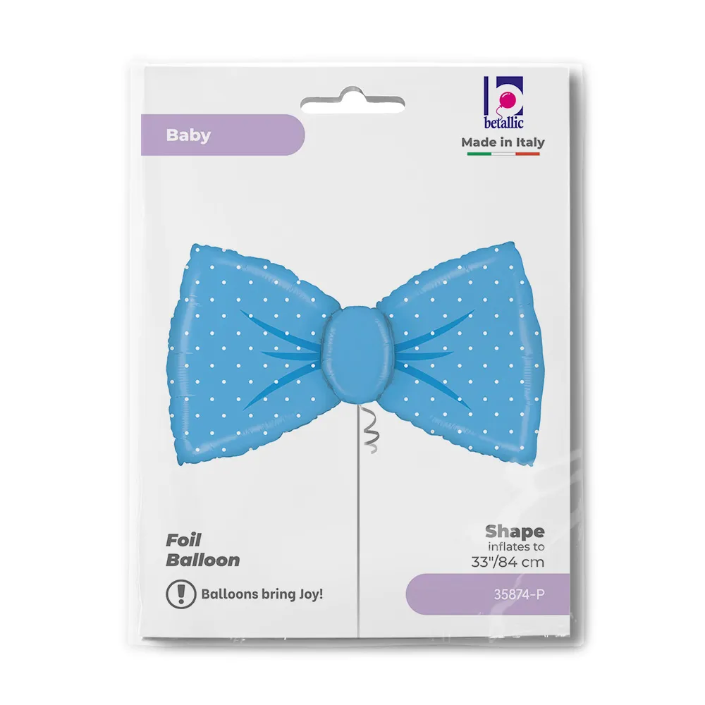 Balon Folie Figurina Papion Bleu Polka Dots 84cm