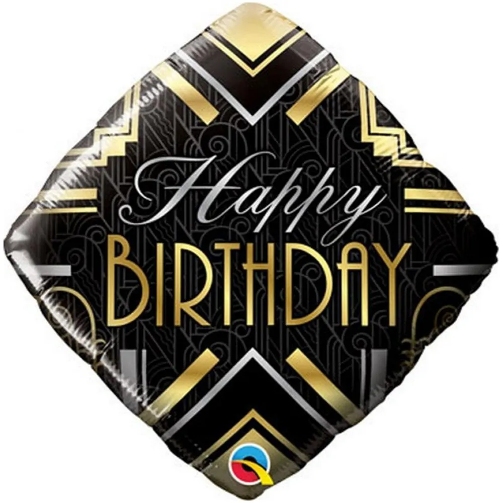 Balon Folie Romb Happy Birthday Auriu 45cm