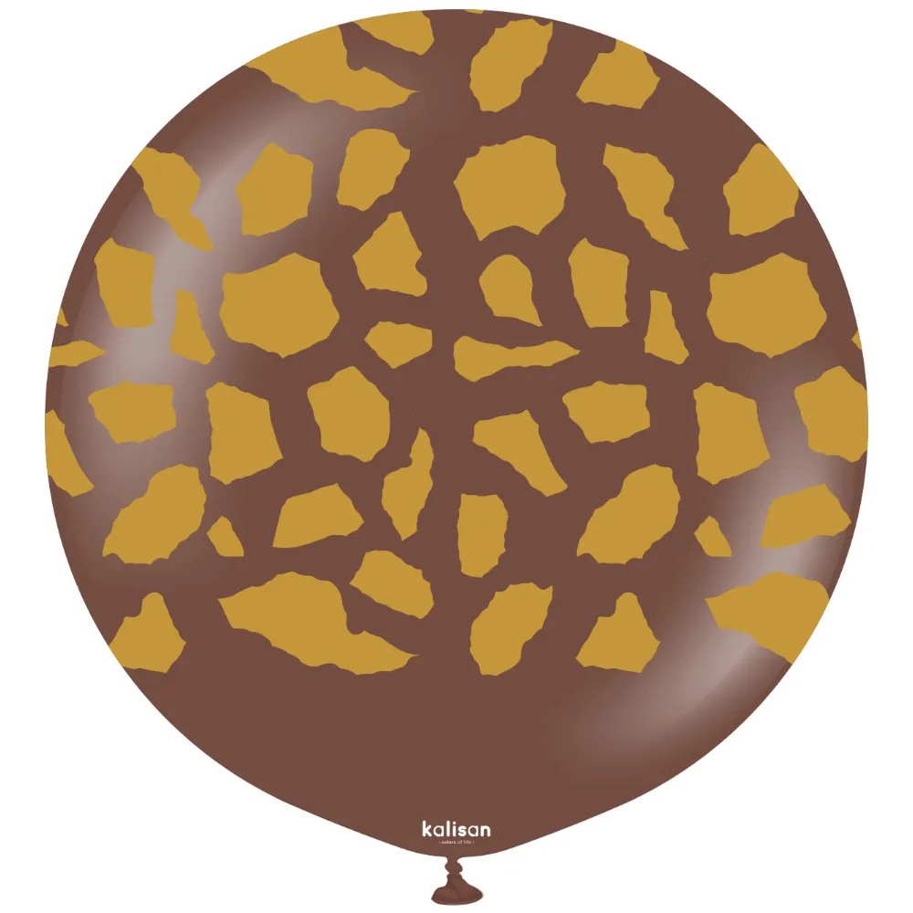 Balon latex jumbo 60cm Safari Giraffe - Chocolate BrownPrint Colour - Gold