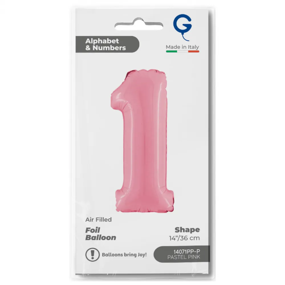 Balon Folie Cifra 1 Pastel Pink 36cm
