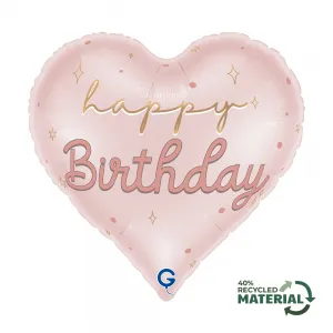Balon Folie Inima Roz Happy Birthday 46cm