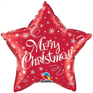 Balon Folie Stea Rosie Merry Christmas 45cm 99806 QUALATEX