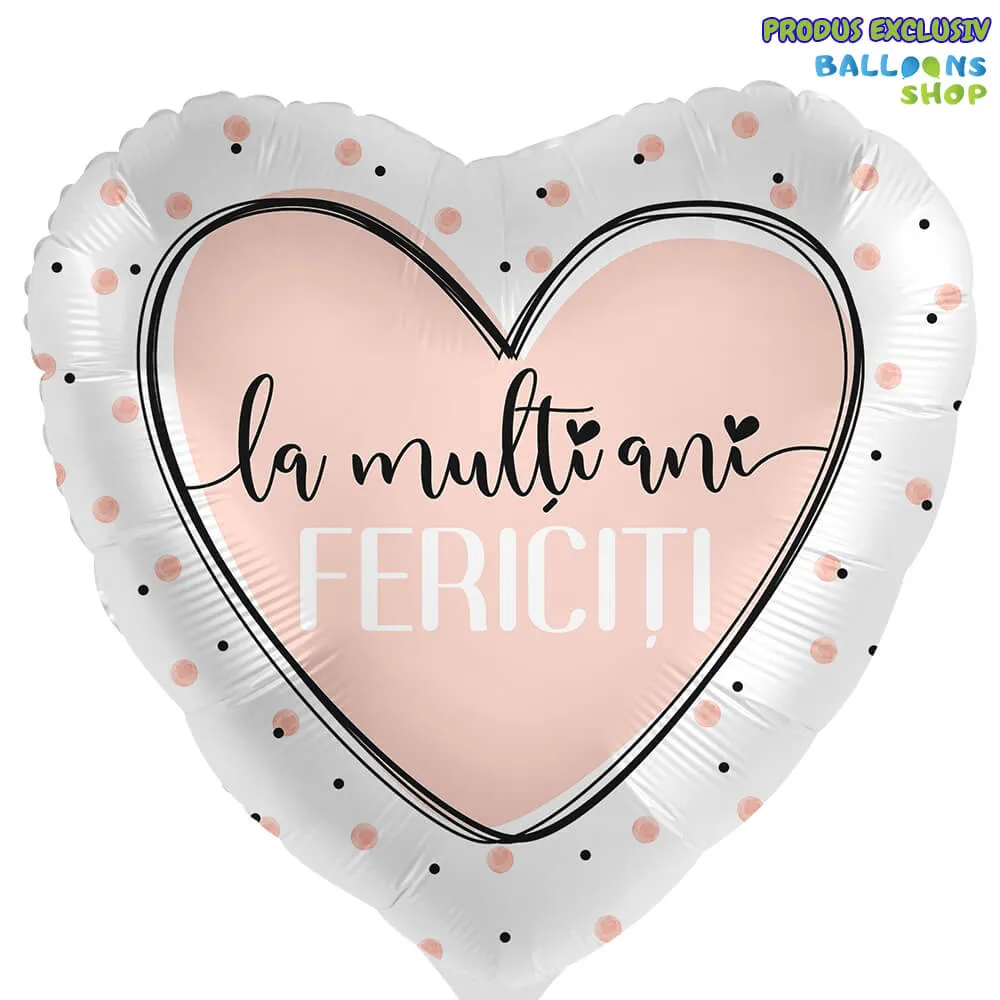 Balon Folie Inima La multi ani fericiti 43cm