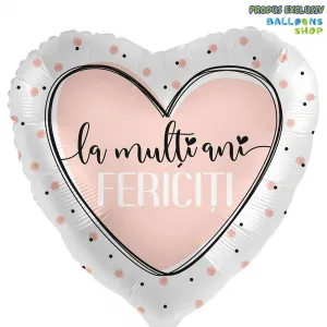 Balon Folie Inima La multi ani fericiti 43cm