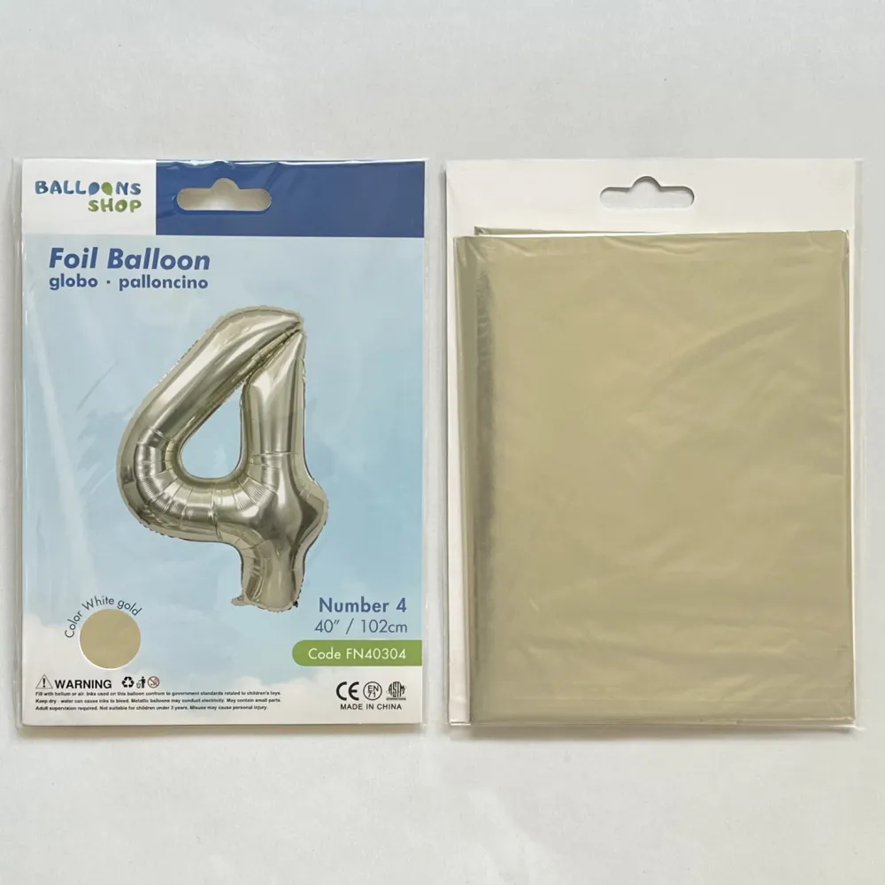 Balon Folie Cifra 4 White Gold 87cm