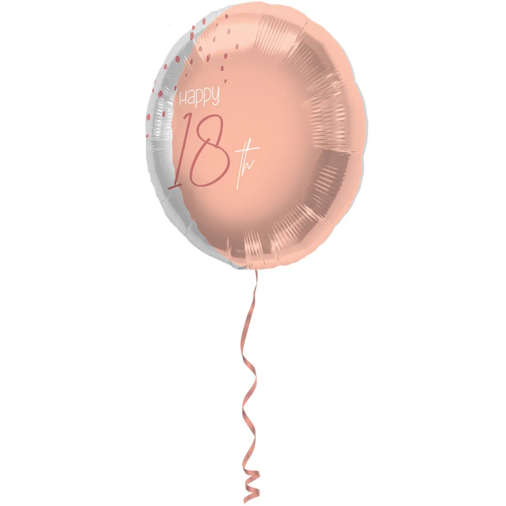 Balon Folie Rotund Happy 18th Elegant Blush 45cm