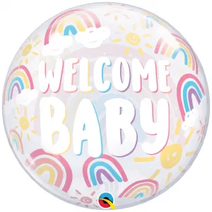 Deco Bubble Welcome Baby Curcubeu BOHO 22inch - 55cm 24902 Qualatex