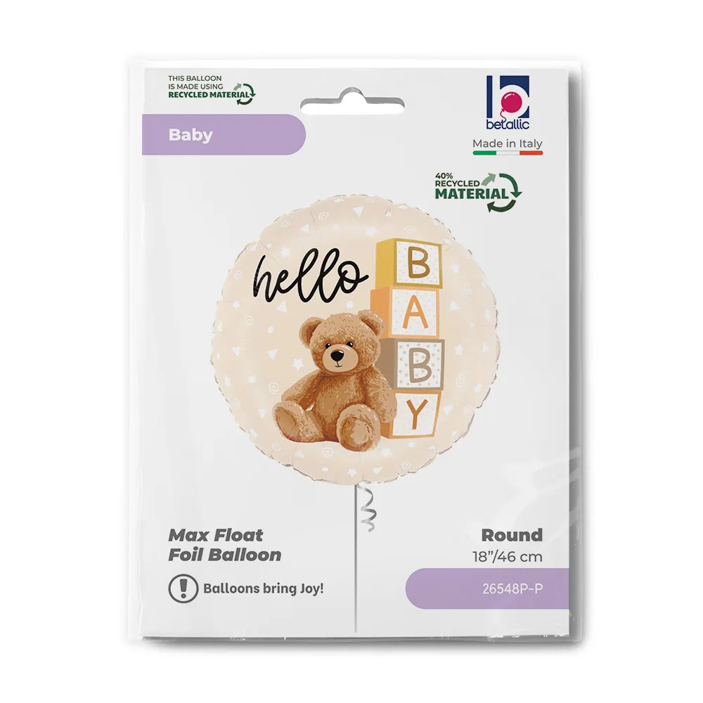 Balon Folie Rotund Ursulet Hello Baby 46cm