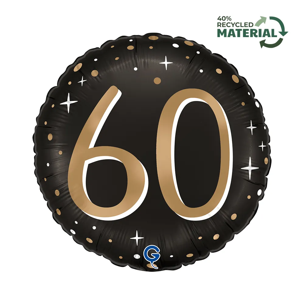 Balon Folie Rotund Aniversare 60 ani Auriu 46cm