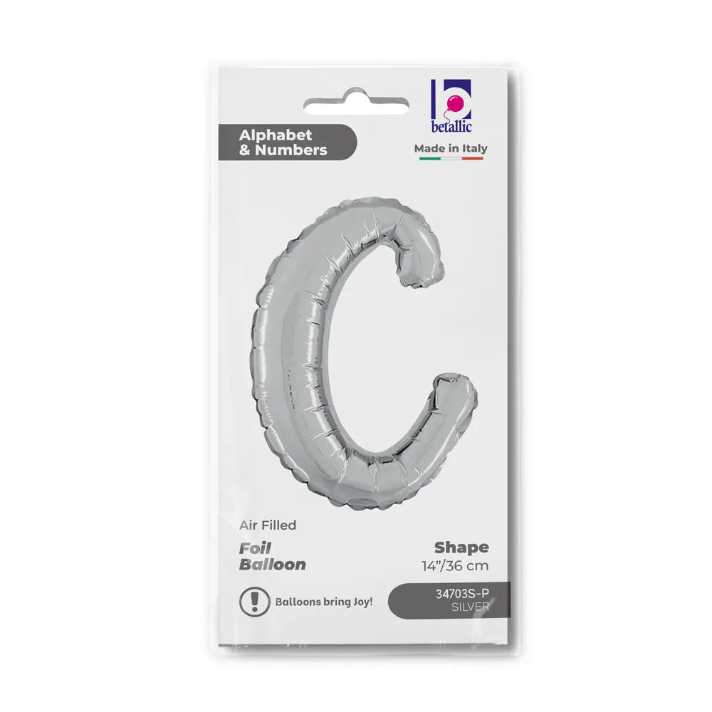 Balon Folie LITERA (AER) SCRIPT C Argintiu 35 cm Grabo