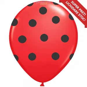 Baloane latex 30cm Rosii cu buline negre
