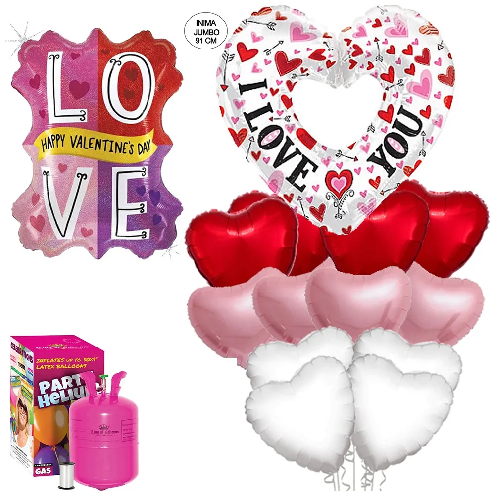 Pachet Baloane Valentine's Day (cu butelie mare) - 2022343