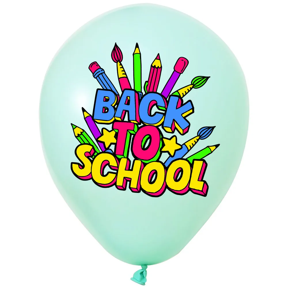SET 12 Baloane Latex 33cm Asortate cu print Back to School BLS202409