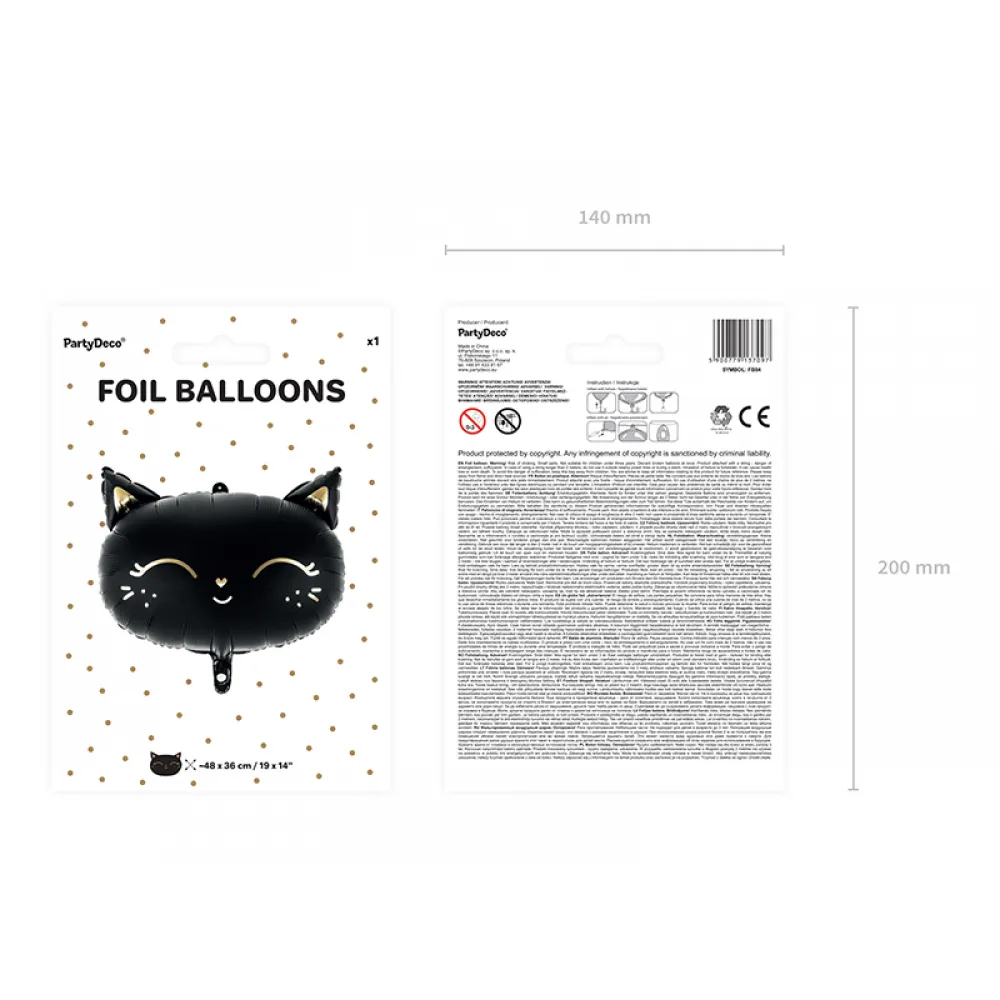 Balon Folie Figurina Cap Pisica Neagra 48x36cm FB84