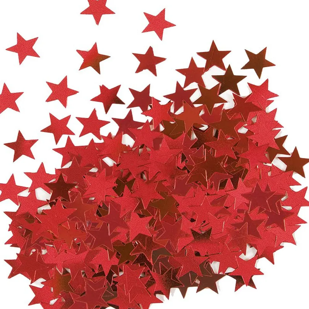 Confetti Metalic Rosu Stelute 1,5cm 100g