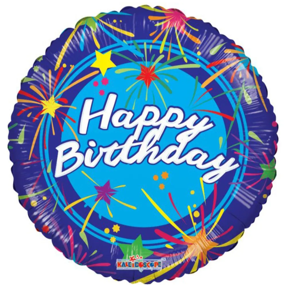 Balon folie Happy Birthday rotund albastru 15136