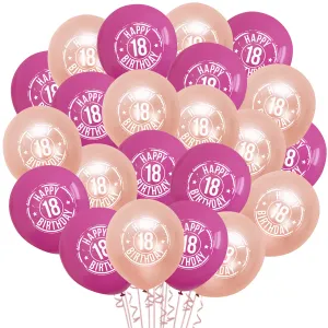 Set 30 Baloane Latex cu print Majorat Fucsia-Rose Gold