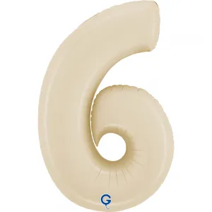 Balon Folie Cifra 6 Satin Cream 66cm
