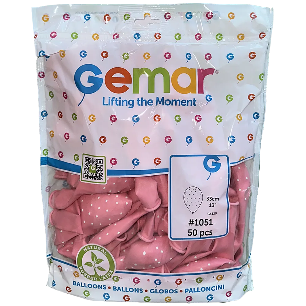 Baloane Latex 33cm Baby Pink PRINT Chic Polka Dots G120.73