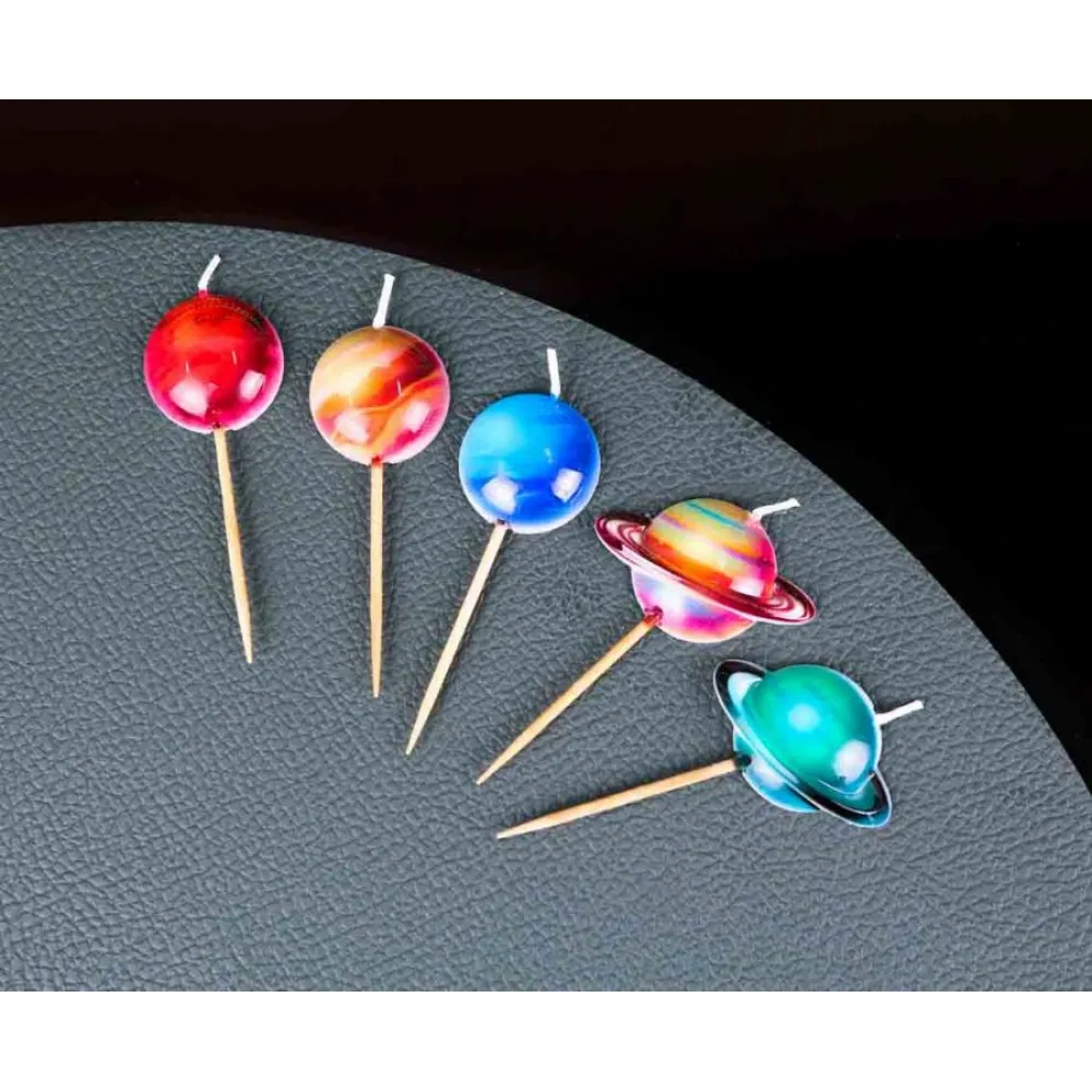 Set 5 Lumanari Tort Planete 7cm