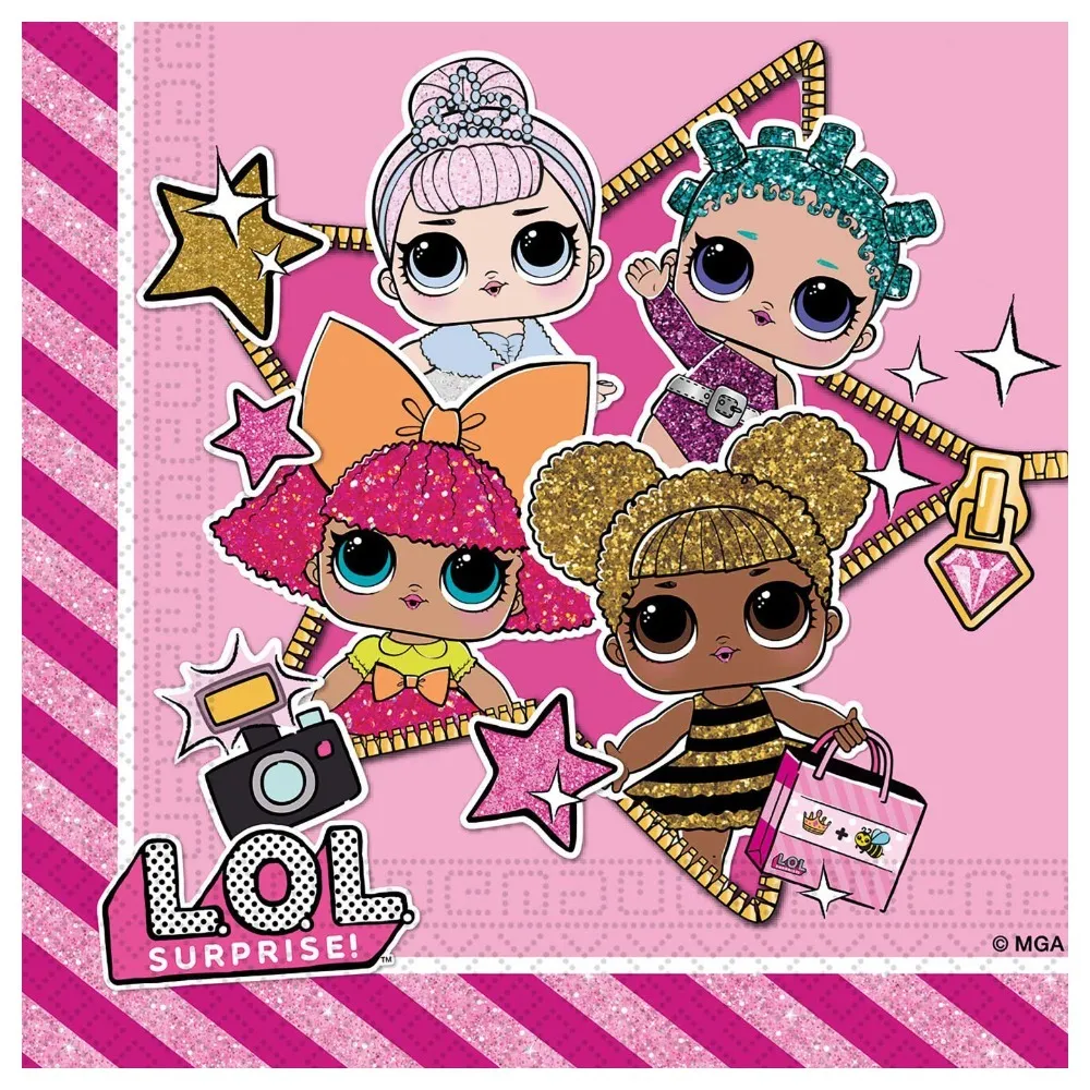 Set 20 Servetele Hartie 33x33cm LOL Surprise Glitter MGA