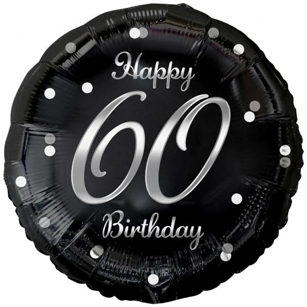 Balon Folie Rotund Happy 60th Birthday Confetti Argintiu 45cm