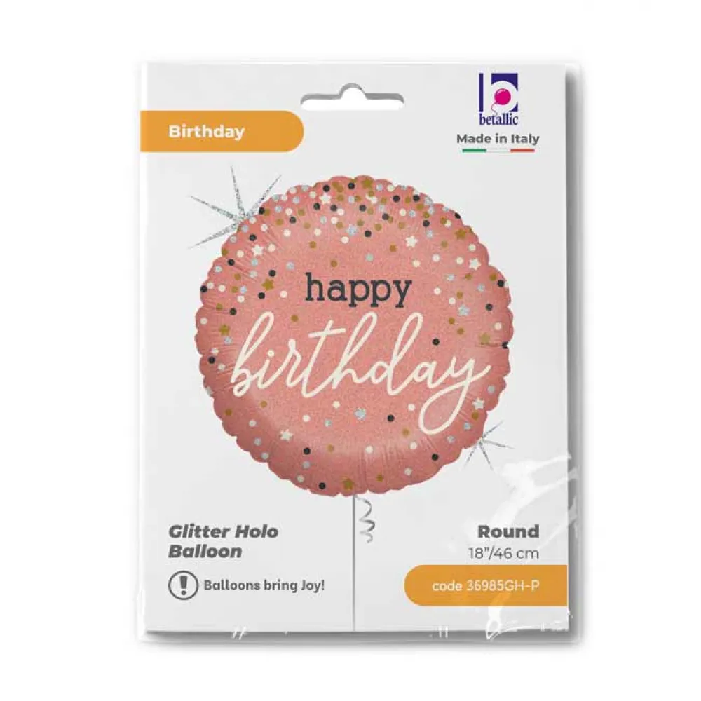 Balon Folie Rotund Holografic Glitter HB 46 cm Grabo