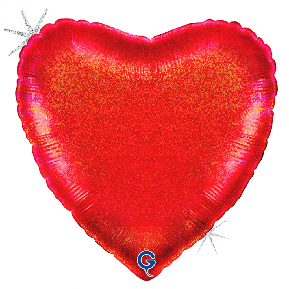 Balon Folie Inima Rosie Holografica 46cm