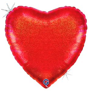 Balon Folie Inima Rosie Holografica 46cm