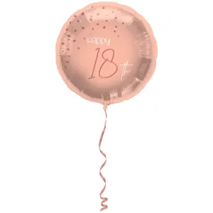 Balon Folie Rotund Happy 18th Elegant Blush 45cm