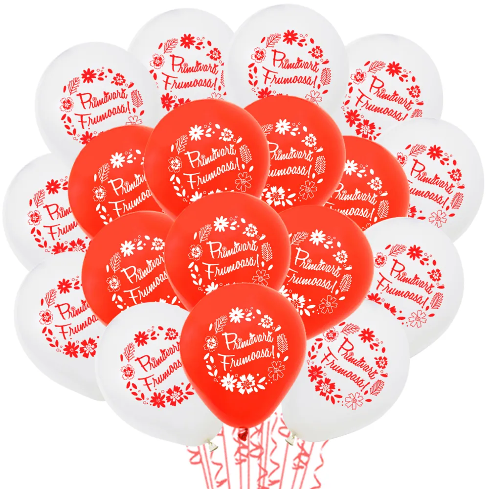 Set 50 baloane latex 26cm Print Primavara - Martisor