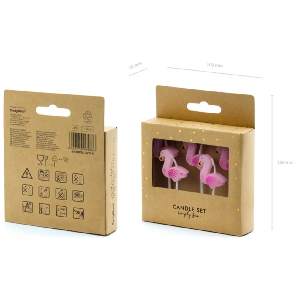 Set 5 Lumanari Tort Flamingo 3 cm