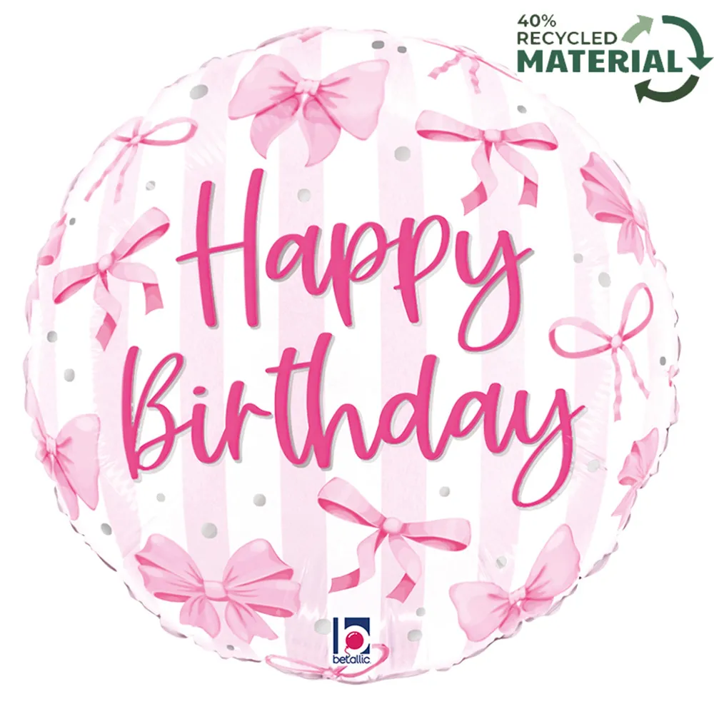 Balon Folie Rotund Happy Birthday Fundite Roz 46cm