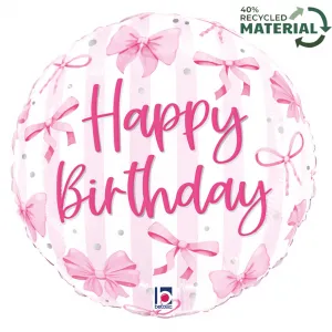 Balon Folie Rotund Happy Birthday Fundite Roz 46cm