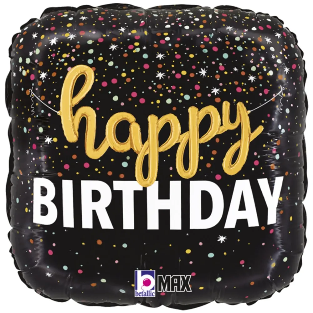Balon Folie Patrat Script HB cu Confetti 46 cm Grabo