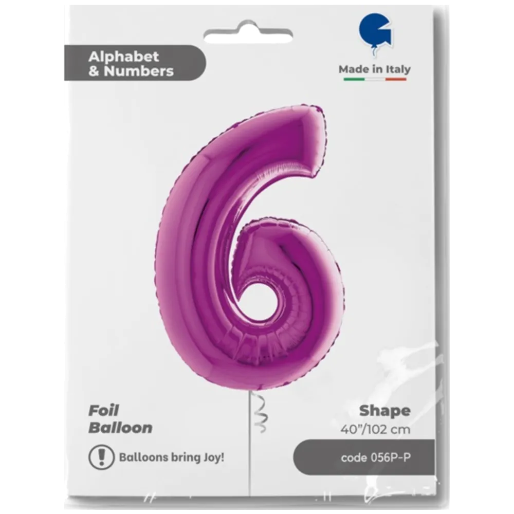 Balon Folie JUMBO CIFRA 6 MOV 102 cm Grabo