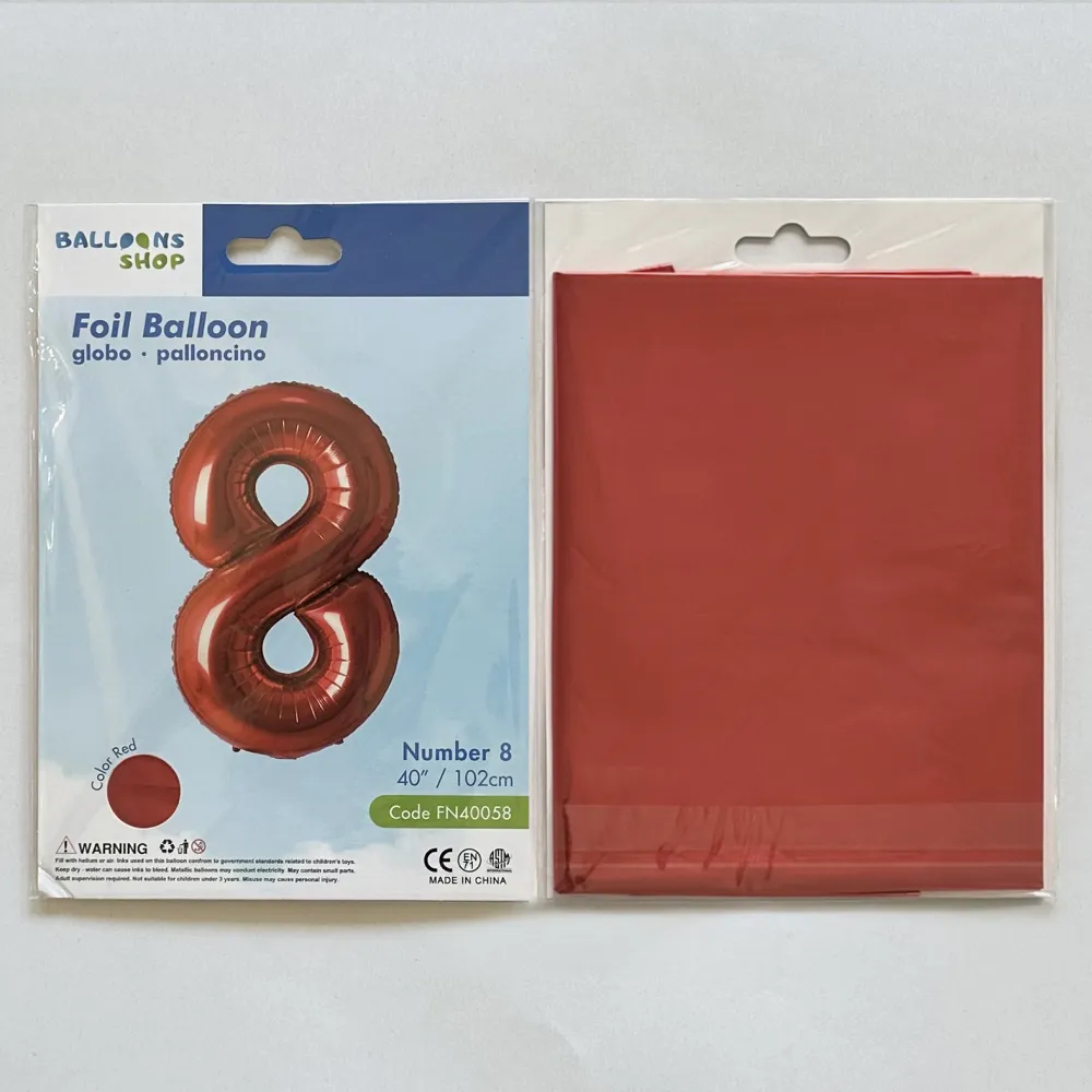 Balon Folie Cifra 8 Rosu 87cm