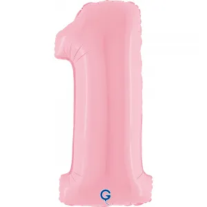 Balon Folie Cifra 1 Pastel Pink 102cm